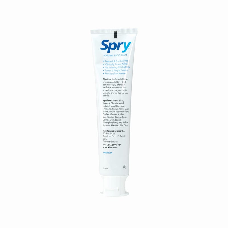 Spry Natural Xylitol Toothpaste 5oz for Adults and Kids - Fluoride Free, Gentle for Sensitive Teeth Whitening and Remineralizing, Breath Freshening, Mouth Moisturizing, Peppermint (Pack of 6) - Image 4
